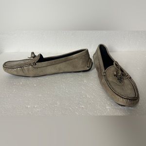 Prada Metallic‎ Bow Driving Loafers Flats Size: 37 EUR